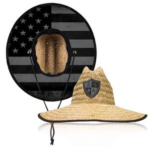 Wide Brim Straw hat with blackout flag under brim